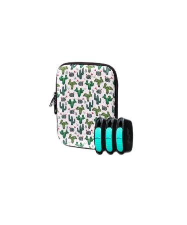 Glucology Classic Diabetes Travel Essentials - Diabetes Classic Case and 3 Pack of Pocket needle bins (Cactus Classic Case)