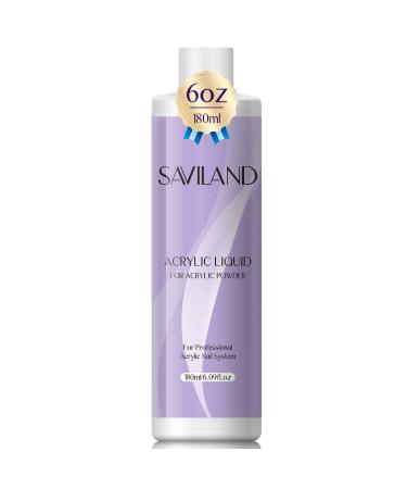 Saviland Acrylic Liquid - 6 oz Acrylic Liquid for Acrylic Powder Low Odor Non-Yellowing Acrylic Liquid for Nail Extension & Carving Home DIY Nail Salon Use