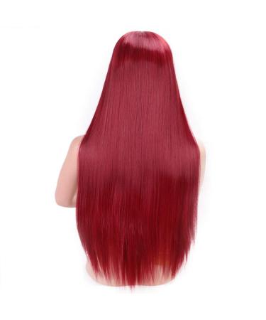 HBINGBING 13X4 Long Straight Synthetic Lace Front Wigs 60 Blonde/Black/Pink Heat Resistant Wigs With Natural Part Wig for Women Red
