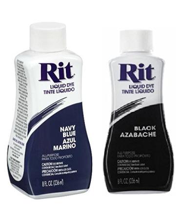 Rit Liquid Dye Black 8 Oz & Rit Dye Liquid Fabric Dye, 8-Ounce, Navy Blue (1)
