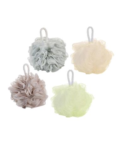 NOLITOY 4pcs Shower Ball Mesh Sponge Bath Ball Mesh Pouf Net
