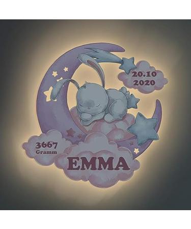 Elbe effect bunnies wall lamp made of wood - personalized gift - birth gift girl personalized gifts baby baptism gift - baby name gifts made of real wood mural