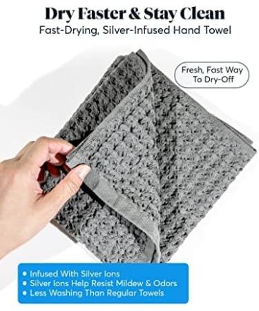 SUTERA Silverthread Waffle Towel California | Quick Drying & Ultra Soft Luxury Hand Towel | Grey 16x30 - Buy Online on SooperMarket.com