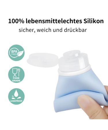 OPRET 4-Piece Silicone Travel Bottles Set - 60ml Leakproof Refillable BPA-Free Containers for Shampoo & Cream - TSA-Approved in Blue Green Pink & Gray - Buy Online on SooperMarket.com