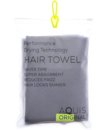 AQUIS Microfiber Hair Towel - Ultra Absorbent, Fast Drying, Dark Grey Regular - 19x39 inches - Buy Online on SooperMarket.com
