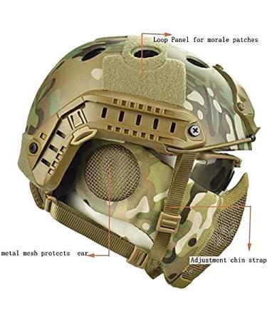 MH Tactical Fast Helmet with Foldable Ear Protection, Half Face Mesh Mask and Goggles Set - CP | Ideal for Airsoft, Paintball, CS Game - Buy Online on SooperMarket.com