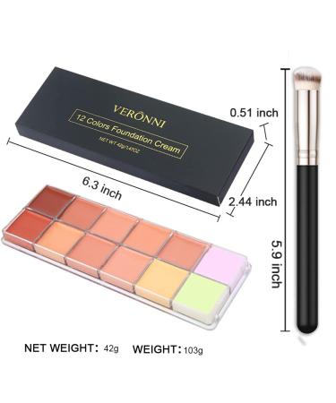 12 Color Correcting Concealer Palette with Brush - Cream Contouring Makeup Kit for Dark Circles, Red Marks, Scars - Longwear & Easy to Apply - Light Medium Shades - Buy Online on SooperMarket.com