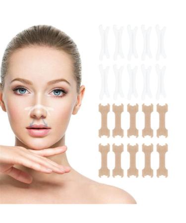 Nasal Strips 20Pcs Hypoallergenic Sleeping Disorder Nasal Strips Snoring Strips Breathe Correctly Nasal Patch Mask for Nasal Congestion Relief Deviation of Nasal Septum (Skin+Transparent)