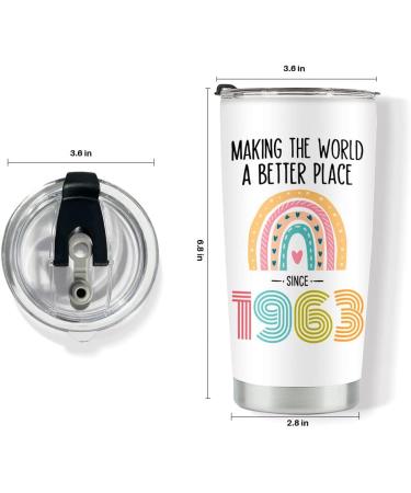 60th Birthday Gifts for Women | 20 oz Stainless Steel Vacuum Insulated Tumbler | 1963 Birthday Gift Ideas - Buy Online on SooperMarket.com