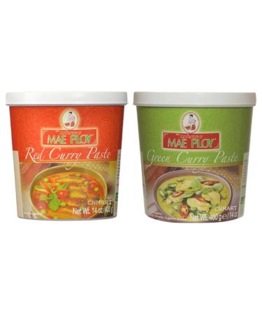 Mae Ploy Thai Green Curry and Red Curry Paste 400g by CNMART