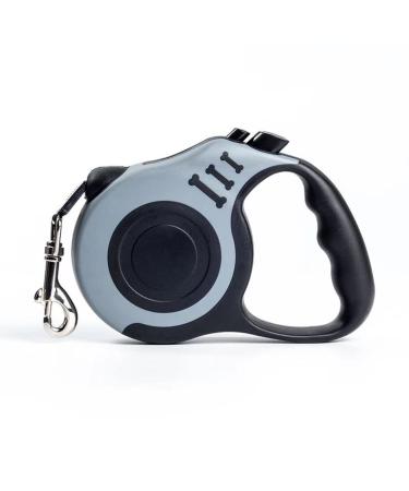 CONTINUAL Retractable Dog Lead 5M Long Line Extendable Dog Leads with Non-Slip Handle for Small Dogs Strong Nylon Tape Dog Leash One Hand Brake Button Pause Lock Grey