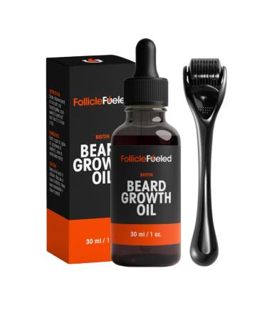 Beard Growth Kit - Microneedle Derma Roller & Biotin Beard Oil - Beard Roller Beard Kit for Thicker Beards - Natural Beard Comb (0.25mm Vanilla Scent 1 Fl Oz)