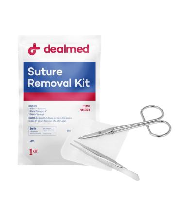 Dealmed Sterile Suture Removal Kit Includes Suture Removal Scissors Forceps and Gauze Sponge Suture Removal Tool Single-Use Kit Ideal for Hospitals and Clinics 1
