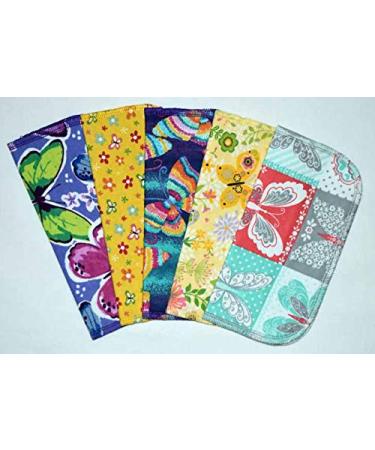 2 Ply Printed Flannel 8x8 Inches Set of 5 Little Wipes Butterfly Kisses