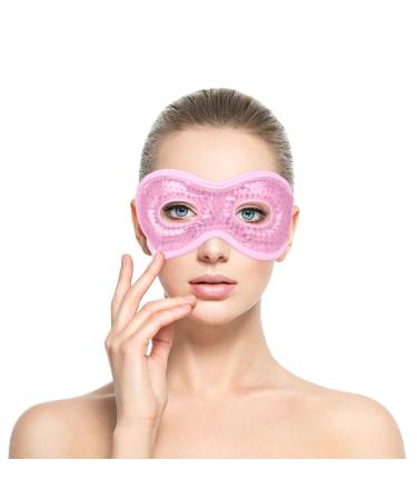ACWOO Cooling Eye Mask Cooling Gel Beads Eye Mask for Puffy Eyes Reusable Hot Cold Therapy Gel Eye Mask for Migraine Relief Headache Dark Circles Dry Eyes Swollen Eyes Sinus Pain (D) A Pink