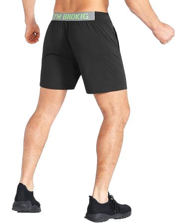 BROKIG Men's Lightweight Gym Shorts - Black Medium | Quick Dry Athletic Workout Shorts with Pockets - Buy Online on SooperMarket.com