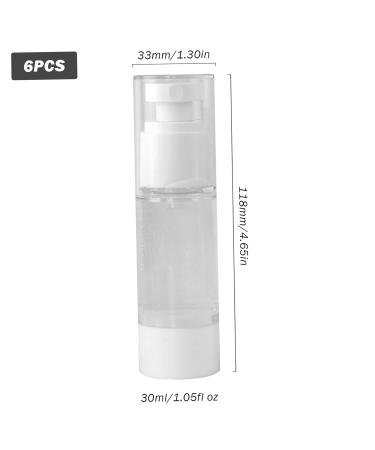 30ml Airless Pump Bottles - 6PCS Refillable Travel Spray Bottles for Toner | Transparent Portable & Reusable - Buy Online on SooperMarket.com