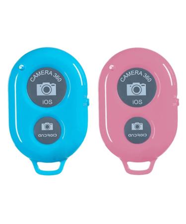 AngelReally Wireless Camera Shutter Remote Control for Smart Phones- Compatible with iOS/Android (1 Pink+1 Blue)