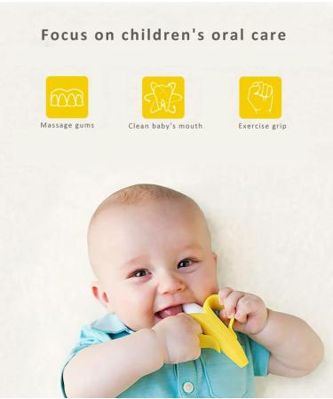 Organic BPA-Free Banana Teether for Baby Teething Relief | Soft Silicone Baby Toothbrush Toy | Soothes Sore Gums | Oral Hygiene for Infants & Toddlers - Buy Online on SooperMarket.com