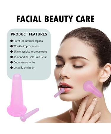 KRISMYA 4 Pcs Facial Cupping Set - Silicone Massage Cups for Face, Neck, Back & Eyes | Anti-aging Beauty Tool for Body Facial Care - Pink - Buy Online on SooperMarket.com