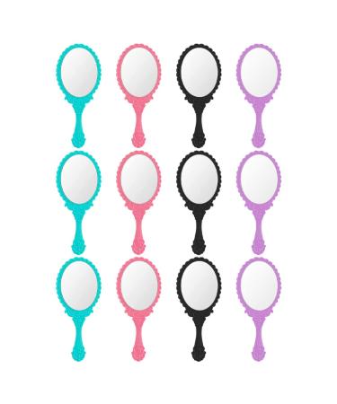 KALLORY Vintage Handheld Mirror 12Pcs Retro Hand Held Mirror Compact Mirrors with Handle Portable Antique Cosmetic Mirror for Travel Personal Makeup Tools