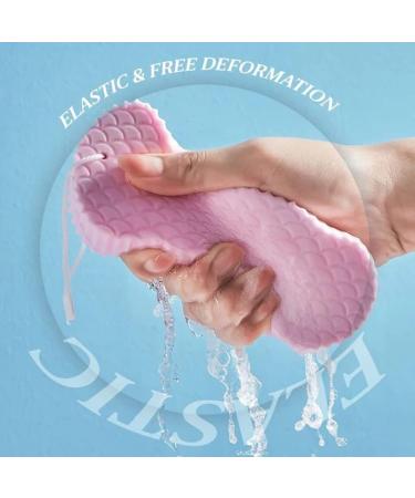 WYSHAK Exfoliating Bath Sponge with Dead Skin Remover - Skin Friendly and Reusable for Adults & Children (Blue+Pink) | Includes 2 Free Hooks - Buy Online on SooperMarket.com