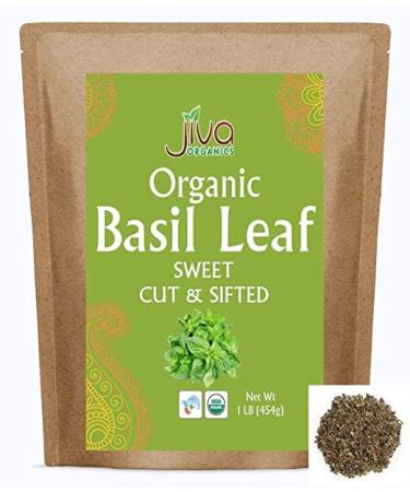 Jiva Organic Basil Leaves Dried 1 Pound Bulk Bag - Non-GMO, From Fresh Basil Leaves, Cut & Sifted, Basil Spice, Basil Seasoning, Dry Basil Leaf Herbs, Gourmet Culinary Spice