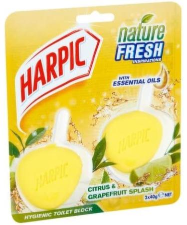 Harpic Hygienic Toilet Block Citrus & Grapefruit Splash 2 x 40g - Fresh Grapefruit Citrus Scent - Buy Online on SooperMarket.com