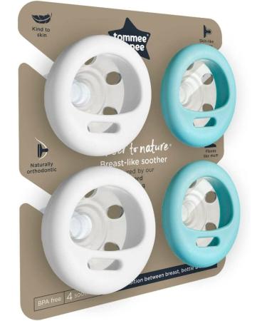 Tommee Tippee Naturally Shaped Pacifier 0-6 Months | Skin-like Texture Symmetrical Design | 4 Pack - International Shipping Available - Buy Online on SooperMarket.com