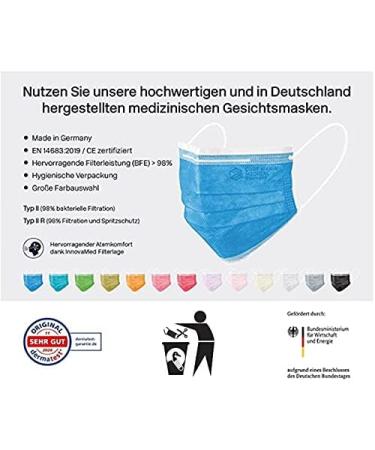 Curt Maria Medical 50-Pack 3-Layer Face Masks Made in Germany - Disposable Orange Mouth Protection with Ear Loops for International Shipping - Buy Online on SooperMarket.com