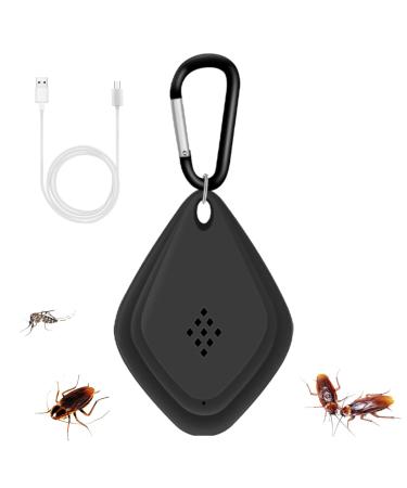 Beenle-Icey UK Ultra-Sonic Mosquito Repellent Portable Electronic Ultra-Sonic Pest Repellent with Hook Rechargeable Outdoor Mosquito Repellent for the Prevention of Fleas and lice of Dogs Cats Pets 777 (black)