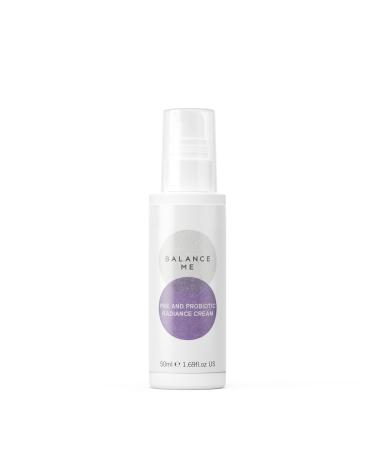 Balance Me Pre and Probiotic Radiance Cream - Face Moisturizer with Hyaluronic Acid & Squalane - For all Skin Types - Vegan - Made in UK - 50ml