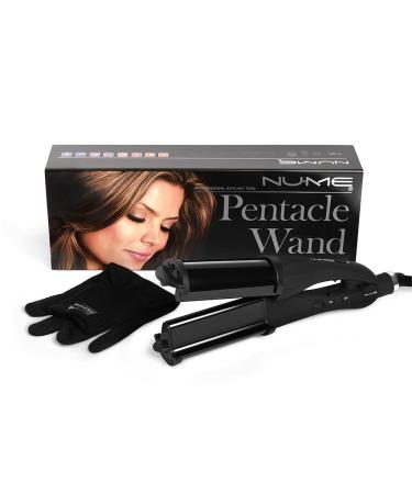 NuMe Pentacle 2-in-1 Deep Waver and Curling Wand - Professional Ceramic Hair Waver for Beachy Waves - Hair Crimper (Black) - Buy Online on SooperMarket.com