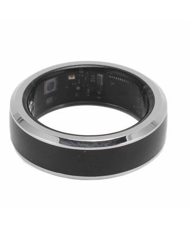 Smart Health Ring 316 Stainless Steel and Ceramic Temperature Detection Health Tracker Smart Ring Black with APP for Sleep Monitoring (9#) 7#