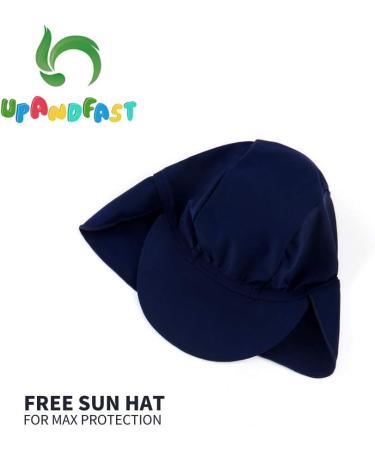 UPF 50+ Sun Protection Baby Girl 1-Piece Swimwear Suit with Sun Hat | Toddler Swimsuit 9-12 Months Stripe - Buy Online on SooperMarket.com
