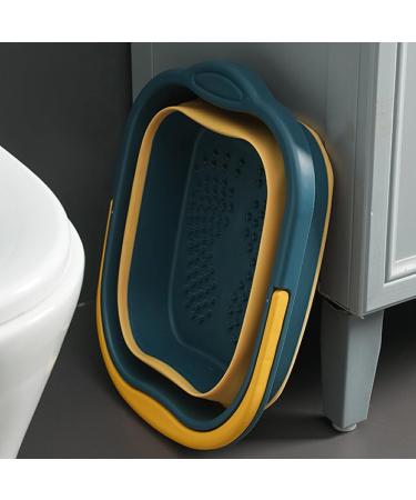 Yusseqdd Collapsible Foot Bath Basin - Multifunctional Large Capacity Foldable TPE Bucket for Home & Salon Use - Light Blue - Buy Online on SooperMarket.com
