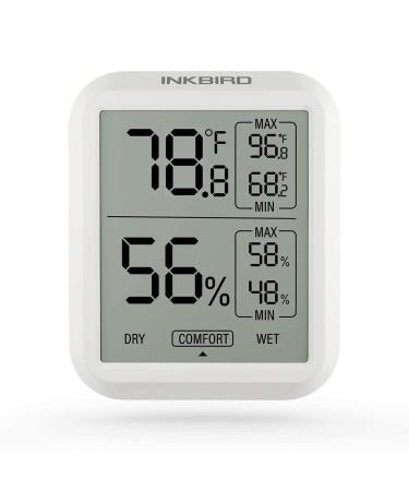 Inkbird IndoorI Thermometer Hygrometer, Max & Min Records for Reptiles, TH-20 Digital Room Thermometer Humidity Gauge with Temperature and Humidity Monitor for Guitar Ukulele Fridge