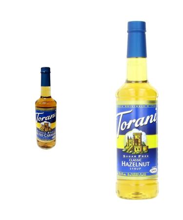 Torani Sugar-Free Salted Caramel Flavour Syrup 750ml & Sugar Free Hazelnut Classic Syrup Pet Bottle 750 milliliters