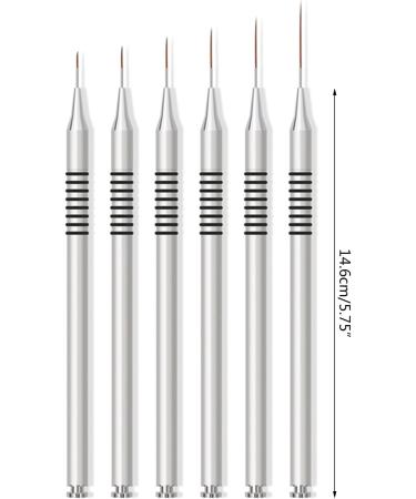 JSGHGDF 6Pcs Art Brush Striping Thin Long Line Dotting Drawing Pen Gel Polish Painting Metal Handle Striper - Buy Online on SooperMarket.com