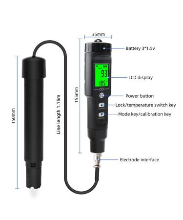 Dissolved Oxygen Meter Professional Digital Pen Type Dissolved Oxygen Test 0.0-40.0mg/L Dissolved Oxygen Detector for for Aquarium Aquaculture - Buy Online on SooperMarket.com