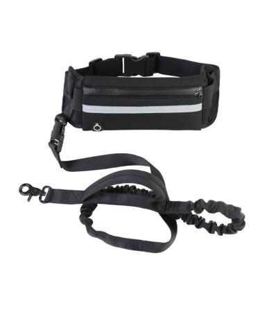 Boxwizard Dog Jogging Lead with Belly Strap Dog Lead for Small Dog Lead Zip Pocket Reflective Running Lead Belt Bag Outdoor Jogging Walking Night Running Black Waist Bag Average code