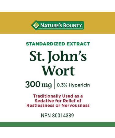 Nature's Bounty St. John's Wort 300mg Pills Supplement Helps to Treat Symptoms of Sleep Disorders 100 Capsules - Buy Online on SooperMarket.com