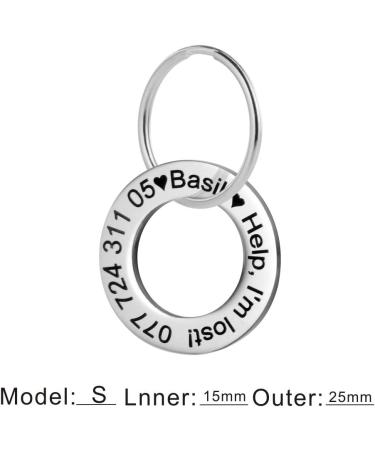 LYL Stainless Steel Dog Tag - Deep Engraved Front & Back Silver Ring Shape (Small) | International Shipping - Buy Online on SooperMarket.com