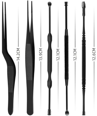 6pcs/set Stainless Steel LED Ear Wax Pickers - Black Earpick Wax Remover Curette Spoon Cleaner Tool - Buy Online on SooperMarket.com
