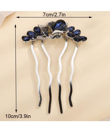 Missgrace Blue Crystal Rhinestone Flower Hair Comb for Bride - Wedding Prom Hair Accessory - Buy Online on SooperMarket.com