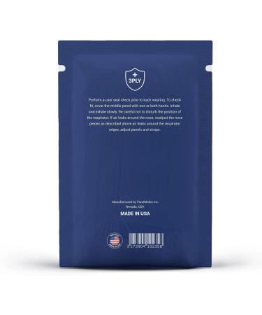 PandMedic Disposable Face Masks Made in USA | Premium 3-Ply Medical Safety Masks - Breathable Elastic Ear Loops - 50ct Resealable Bag for International Shipping - Buy Online on SooperMarket.com