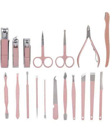 18 Pieces Stainless Steel Nail Clippers Set Professional Nail Art Tool Kit Cuticle Trimmer Kit Suitable for Men Women Girls Boys and Elderly(Ros gold) - Buy Online on SooperMarket.com