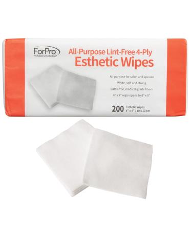 ForPro All-Purpose Lint-Free 4-Ply Esthetic Wipes - Non-Woven - for Salon and Spa Use- Soft, Strong and Durable- Latex-Free  Medical-Grade Fibers - 4 x 4 - 200-Count 200 Count (Pack of 1)