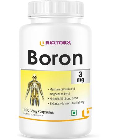 GV Nutraceuticals Boron 3mg | 120 Veg Capsules | Build Strong Bones | Improve Muscle Coordination