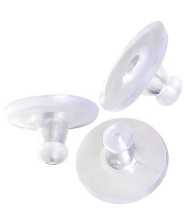 Silicone Earring Backs Clear Rubber Earring Backs Earring Safety Back Stopper Clutch Ear Locking with Pad (Pack of 100)